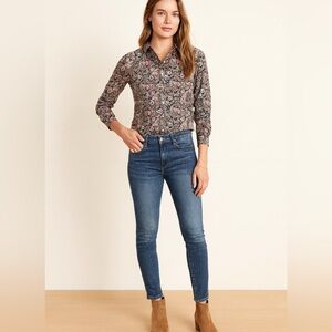 J.Crew Slim Perfect Shirt in Liberty® cotton, white garden, Size 2